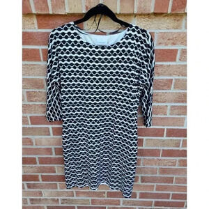 Calvin Klein Sheath Dress Knee Length Women's Size 10 Black and White Stripes